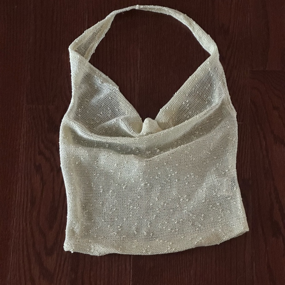 Elegant Cream Knit Halter Top